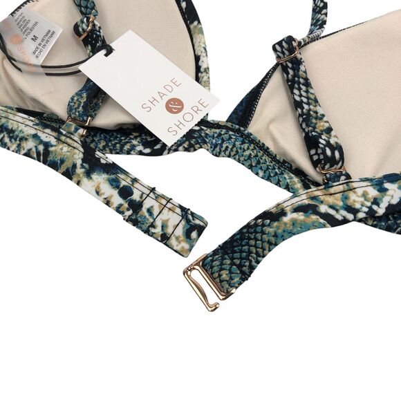 NEW Shade & Shore Snake Skin Print Bikini Set Triangle Top Cheeky Bottom Size M - Picture 4 of 12